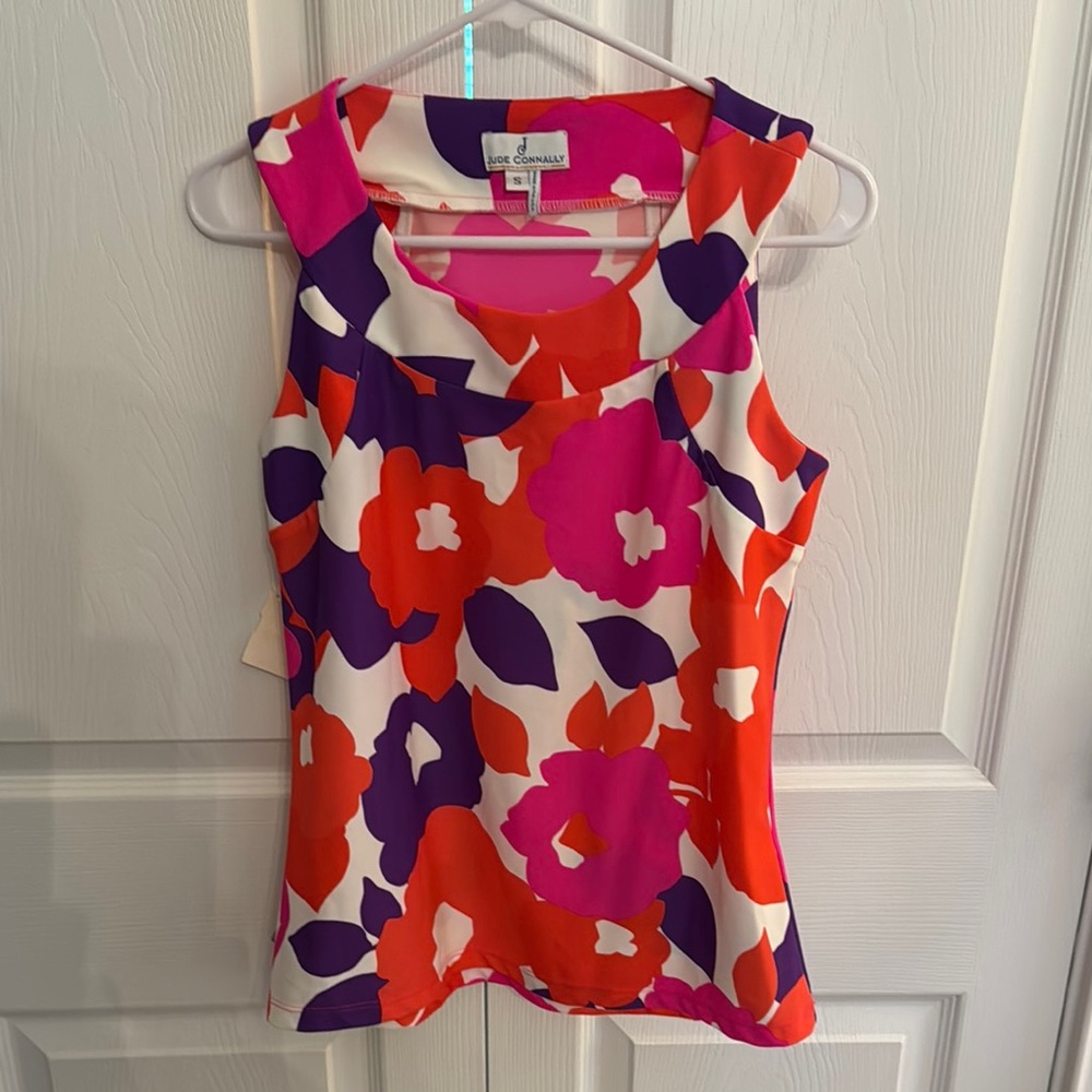 Jude Connally Pink and Orange Sleeveless Tank Top